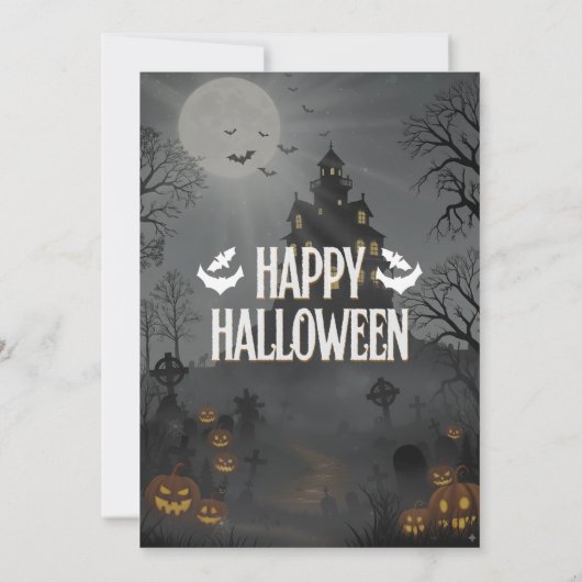 Spooktaculaire Dark Haunted House Halloween Party Kaart (Achterkant)