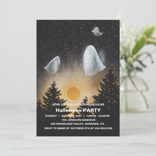 Spooktaculaire Dark Haunted House Halloween Party  Kaart (Staand voorkant)