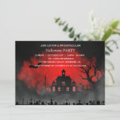 Spooktaculaire Dark Haunted House Halloween Party Kaart (Staand voorkant)
