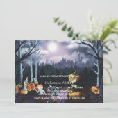 Spooktaculaire Dark Haunted House Halloween Party Kaart (Staand voorkant)