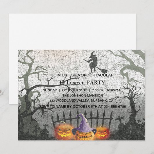 Spooktaculaire Dark Haunted House Halloween Party  Kaart (Voorkant / Achterkant)