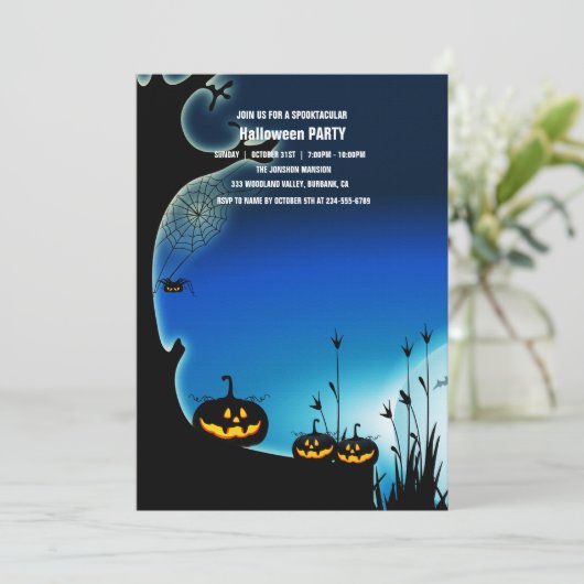 Spooktaculaire Dark Haunted House Halloween Party  Kaart (Staand voorkant)