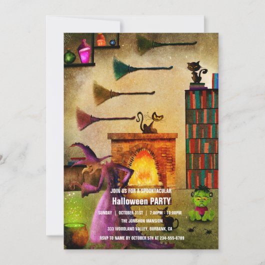 Spooktaculaire Dark Haunted House Halloween Party  Kaart (Voorkant)