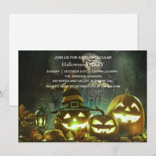 Spooktaculaire Dark Haunted House Halloween Party Kaart (Voorkant / Achterkant)