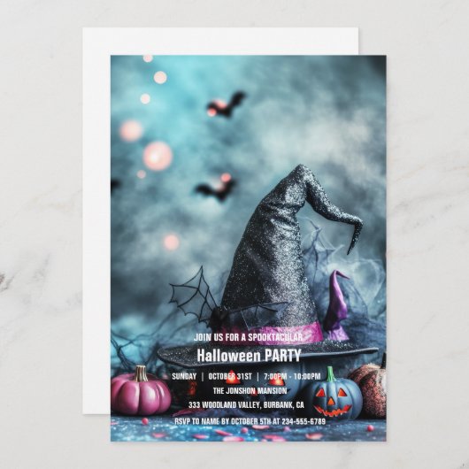 Spooktaculaire Dark Haunted House Halloween Party  Kaart (Voorkant / Achterkant)