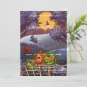 Spooktaculaire Dark Haunted House Halloween Party Kaart (Staand voorkant)