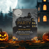 Spooktaculaire Dark Haunted House Halloween Party Kaart