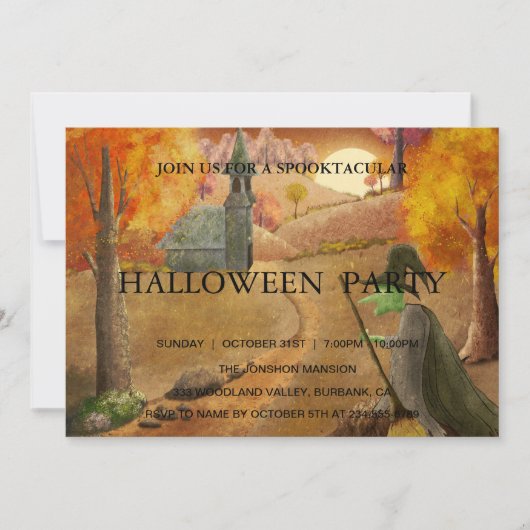 Spooktaculaire Dark Haunted House Halloween Party Kaart (Voorkant)