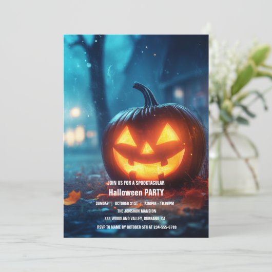 Spooktaculaire Dark Haunted House Halloween Party  Kaart (Staand voorkant)