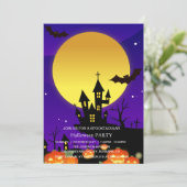 Spooktaculaire Dark Haunted House Halloween Party  Kaart (Staand voorkant)