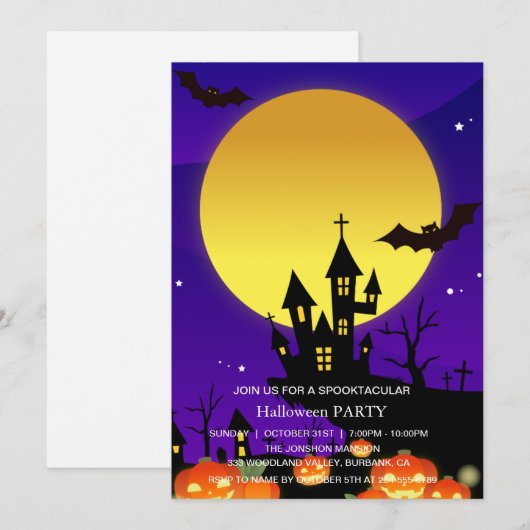 Spooktaculaire Dark Haunted House Halloween Party  Kaart (Voorkant / Achterkant)