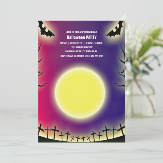 Spooktaculaire Dark Haunted House Halloween Party  Kaart (Staand voorkant)