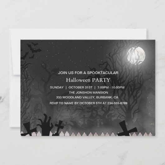 Spooktaculaire Dark Haunted House Halloween Party Kaart (Voorkant)