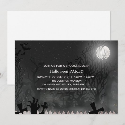 Spooktaculaire Dark Haunted House Halloween Party Kaart (Voorkant / Achterkant)