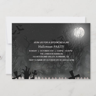 Spooktaculaire Dark Haunted House Halloween Party Kaart
