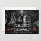 Spooktaculaire Dark Haunted House Halloween Party Kaart (Voorkant / Achterkant)