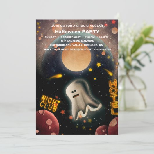 Spooktaculaire Dark Haunted House Halloween Party  Kaart (Staand voorkant)