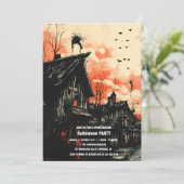 Spooktaculaire Dark Haunted House Halloween Party  Kaart (Staand voorkant)