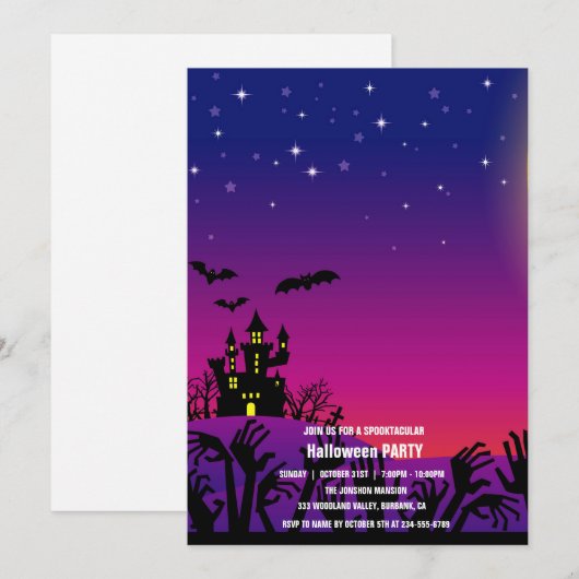 Spooktaculaire Dark Haunted House Halloween Party  Kaart (Voorkant / Achterkant)