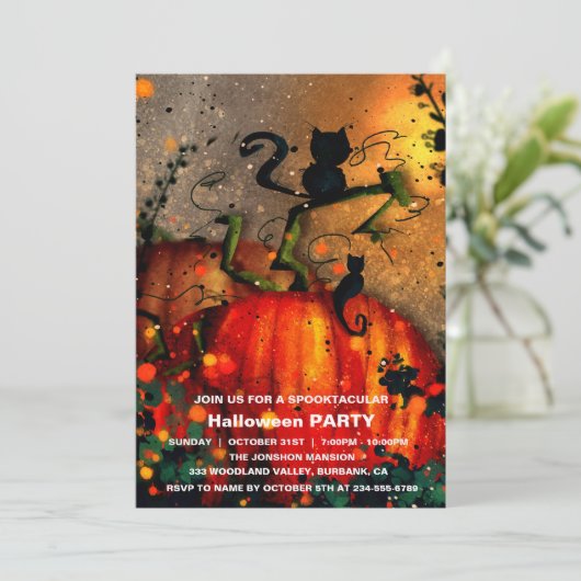 Spooktaculaire Dark Haunted House Halloween Party  Kaart (Staand voorkant)