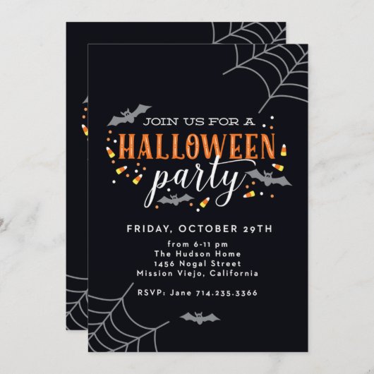 Spooktaculaire Dark Haunted House Halloween Party Kaart (Voorkant / Achterkant)