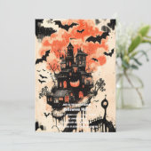 Spooktaculaire Dark Haunted House Halloween Party  Kaart (Staand voorkant)