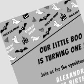 Spooktaculaire Ghost Gray Halloween 1e verjaardag Kaart