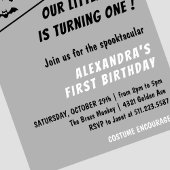 Spooktaculaire Ghost Gray Halloween 1e verjaardag Kaart