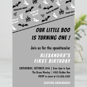 Spooktaculaire Ghost Gray Halloween 1e verjaardag Kaart