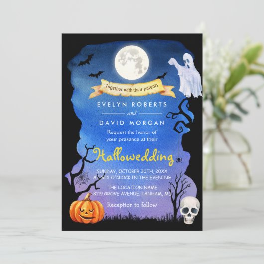 Spooktaculaire hallowedding Halloween Wedding Part Kaart (Staand voorkant)