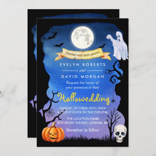 Spooktaculaire hallowedding Halloween Wedding Part Kaart (Voorkant / Achterkant)
