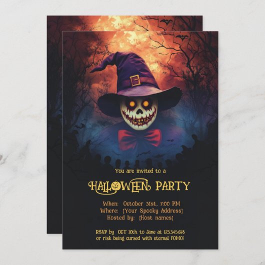 Spooktaculaire Halloween Bash-uitnodiging Kaart (Voorkant / Achterkant)
