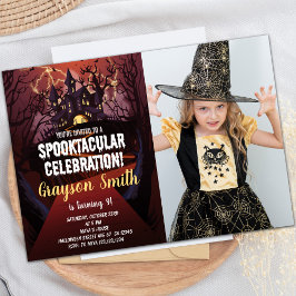 Spooktaculaire Halloween Birthday Invitation foto Kaart