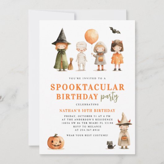 Spooktaculaire halloween Birthday Party Kaart (Voorkant)