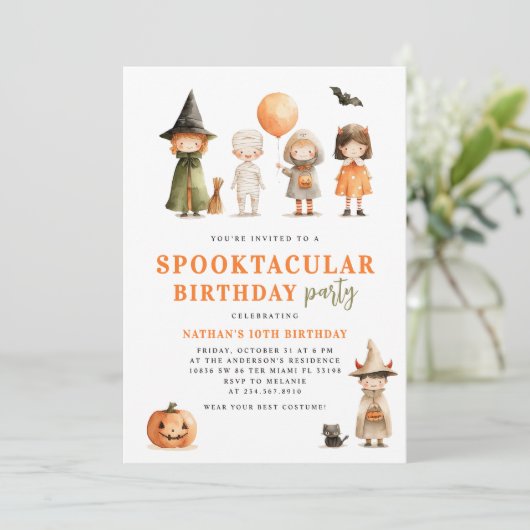 Spooktaculaire halloween Birthday Party Kaart (Staand voorkant)