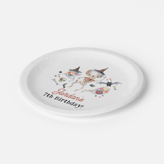 Spooktaculaire halloween Birthday Party Papieren Bordje (Gekanteld)