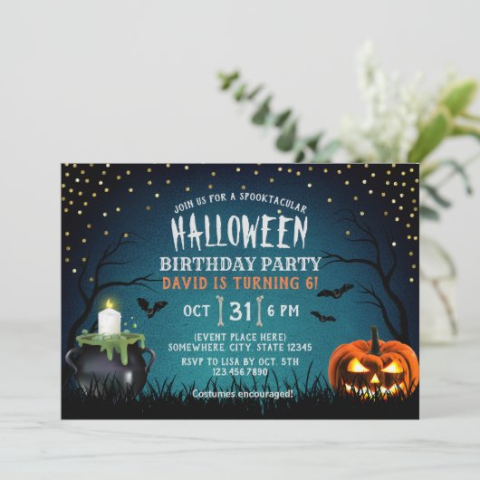 Spooktaculaire halloween Costume Birthday Party Kaart (Staand voorkant)