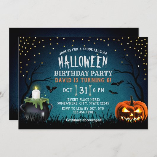 Spooktaculaire halloween Costume Birthday Party Kaart (Voorkant / Achterkant)