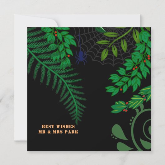 Spooktaculaire Halloween Creepy Spooky Greenery Da Kaart (Achterkant)