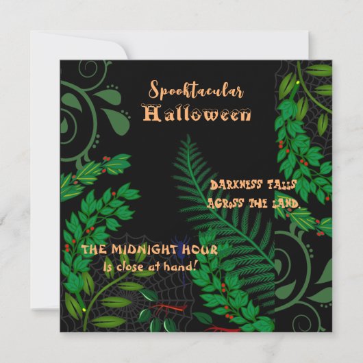 Spooktaculaire Halloween Creepy Spooky Greenery Da Kaart (Voorkant)