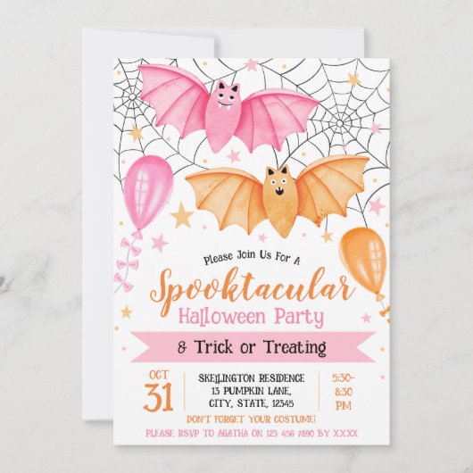 Spooktaculaire Halloween-feest en truc om te behan Kaart (Voorkant)