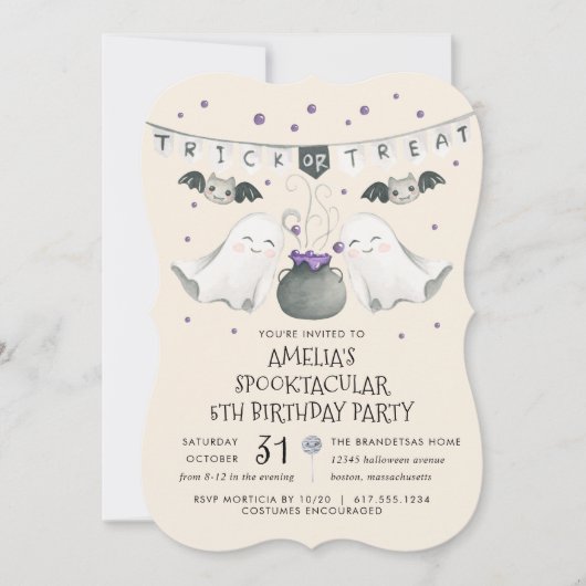 Spooktaculaire Halloween Ghost Birthday Party Invi Kaart (Voorkant)
