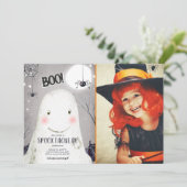 Spooktaculaire Halloween Ghost Boo Spider Verjaard Kaart (Staand voorkant)