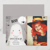 Spooktaculaire Halloween Ghost Boo Spider Verjaard Kaart (Voorkant / Achterkant)