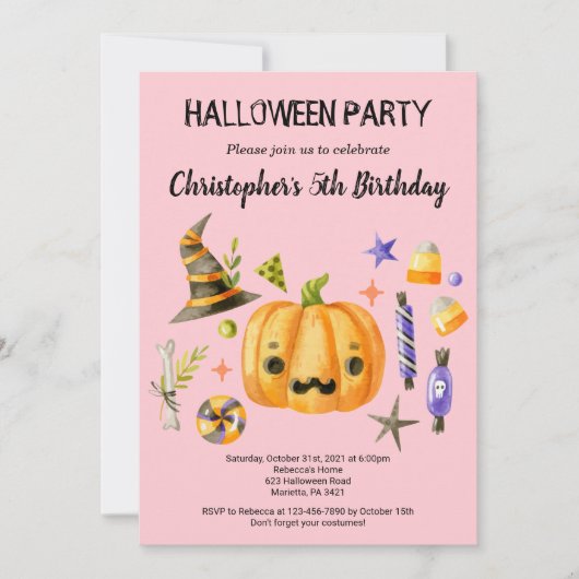 Spooktaculaire halloween kinderen Birthday Party r Kaart (Voorkant)
