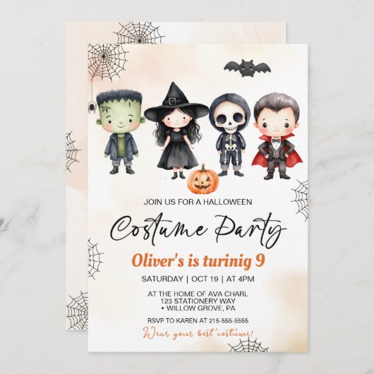 Spooktaculaire Halloween Kostuumfeest Verjaardag Kaart (Voorkant / Achterkant)