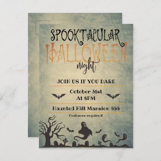 Spooktaculaire halloween nacht aankondigingskaart (Voorkant / Achterkant)