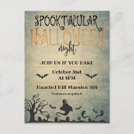Spooktaculaire halloween nacht aankondigingskaart (Voorkant)