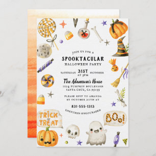 Spooktaculaire halloween-partij   Cute Rustic Scri Kaart