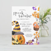 Spooktaculaire halloween-partij kaart (Staand voorkant)